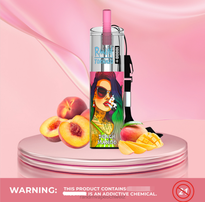 RandM Vape Rabattcode | RandM Tornado 00P285 10000 plus Airflow-Control-Vape-Gerät 1 Stk Pfirsich-Mango